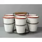 Hearth and Hand Magnolia 7 Piece 18oz Enamel Glass Mug Drink Cocktail Caddy Set