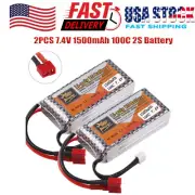 2x1500mAh 7.4V 100C Dean T Plug LiPo Battery for RC Car Airplane lithium polymer