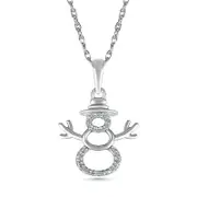 Natural Diamond Accent Layered Snowman Pendant in Sterling Silver
