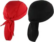 [ANDRESLAD] Outdoor Helmet Liner Hat Set Sunburn Bandana Cap for Cycling Sports Sturdy and Breathable Black and Red