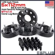 [4] 1.25" Thick Audi 5x112mm CB 66.6 Wheel Spacer Kit 14x1.5 Lug Bolts Included (for: Audi)