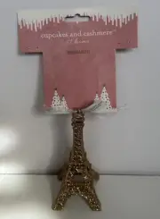Cupcake & Cashmere Gold Glitter Plastic Eiffel Tower Paris France Ornament New