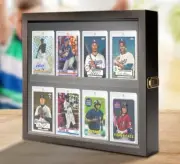 Graded Trading Card Display Case 8 Pcs Sport Baseball PSA Slab Wood Glass Frame