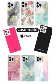 CASE-MATE Gold Pink Marble Glitter Flowers iPhone 12 13 PRO MAX Square Hard Case