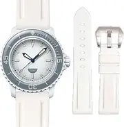 [Stanchev] Strap for Blancpain x Swatch,22mm Soft Rubber Waterproof Replacement Strap for Swatch Blancpain Fifty Fathoms Men Women Band with Install & Remove Tool Kit