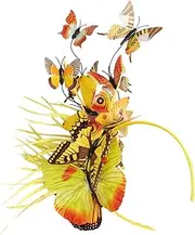 [CATIEBYE] Butterfly Fascinator Headband Tea Party Hat for Women Light Weight Headpiece for Holiday Events Yellow