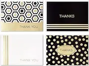 Hallmark Thank You Cards Assortment, Black and Gold Geometric (40 Thank You Notes with Envelopes for Wedding, Business, Graduation, All Occasion)
