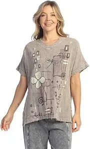 [Jess & Jane] Carmel Mineral Washed Cotton Gauze Fringe Top