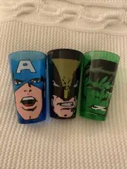 Marvel Comics 16 Oz Glassware Set Captain America Wolverine Hulk (No SPIDER-MAN)