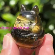 1.4" Natural Tiger’s Eye Jasper Chinchillas Skull Quartz Crystal Skull Gem 1PC