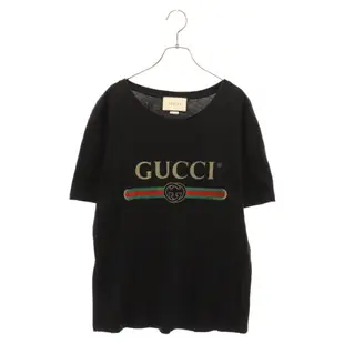 GUCCI 古馳襯衫LOGO 短袖黑色 日本直送 二手