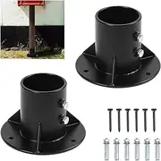2 Pack Chain Link Fence Post 2''/2.5"/3" Floor Flange Base Heavy Duty Round Fence Post Base for Metal Post with Floor Bracket, Mailbox Round Post Mount(Fit OD 2-7/8'' Pipe)
