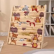 6 Tier Sling Bookshelf, Kids Wooden Storage Book Rack, Baby Book Display and Toy Organizer Cabinet Room Bookcase for Playroom, Bedroom, Toddler Room, Nursery,Classroom