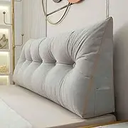 Sofa Slipcovers Large Grey Wedge Cushion Pillow for Headboard Reading Lumbar Support Triangular Rest Positioning Bolster for Sofa Daybed 80x50x20cm