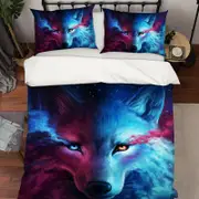 3D Blue Wolf 379 Bed Pillowcases Quilt King Size