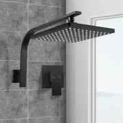 ACA Bathroom 10" 250mm Rain Shower Head Set With Mixer Tap Gooseneck Wall Arm Black Square