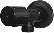 Meir Round Mini Stop Cistern Tap with Backplate, Smooth Operation, Durable Brass for Reliable Performance – Matte Black
