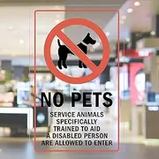CDXHOME 2PACK No Pets Sign Clear Sticker - “No Pets, Service Animals Specifically Trained To Aid A Disabled Person Are Allowed To Enter” Polyester Decal, Indoor & Outdoor - 8 x 5 in