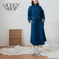 在飛比找蝦皮商城優惠-Ｑｕｅｅｎ Ｓｈｏｐ【02050233】牛仔綁帶設計長版襯杉