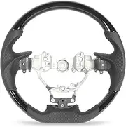 Steering Wheel Assembly, Hydro Dip Leather Wheel, Compatible with RX AL20 ES XV60 GS L10 GX LX 2016 to 2022, Perforated Steering Wheel Replacement (Glansig svart)