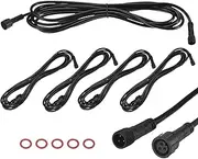 uxcell 5-Pack Waterproof Extension Cable, 3 Pin 9.84 Ft/3m Extension Cord Wire with 22AWG IP67 Male and Female Connectors for Outdoor Spotlights/LED Deck Lights [Black]