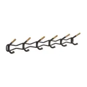 Safco's Steel Black 6 Hook Family Coat Wall Rack With Wooden Tips