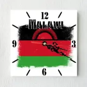 Malawi Flag Wall clock patriots Wooden Tile Watch Support Décor