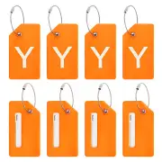 8 Pcs Silicone Luggage Tags, Luggage Tags for Suitcases Initial Letter Y, Orange