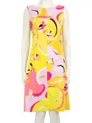 Abstract Pattern V Neck Dress