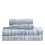 Calvin Klein Washed Percale Wavy Stripe 4 Piece Sheet Set, King