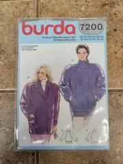 Vintage Burda Womens Jacket With Shoulder Pads Sewing Pattern #7200