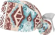 [YTYVAGT] 2-Pc,Gourd-Shaped Working Cap,Fisherman Hat with Buttons and Cotton Sweatband,Ethnic and Rhombus Geometry