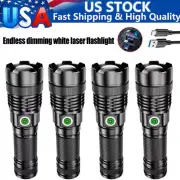 Zoom LED Flashlight Camping Light Rechargeable Torch Tent Lamp White La Light
