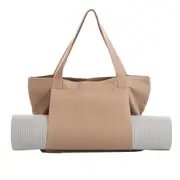 Yoga Pilates Mat Storage Bag Shoulder Handbag with Yoga Mat Carrier Pocket Gym Bag Khaki