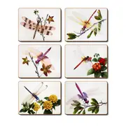 Country Kitchen Delicate Wings Cinnamon Cork Backed Drink Coasters Set 6