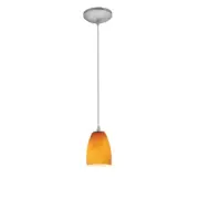 Access Lighting Sherry Glass Pendant, Cord, Steel/Amber - 28069-1C-BS-AMB