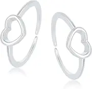 [GLOW SPECTRA JEWELS] Heart Toe Ring Sterling Silver 925 Beach Women's Adjustable Jewelry 14K Yellow Gold Plated, Metal, metal