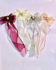 [Slaykesh] Oraganza Hair Bow Clip for Women Girls,Hair Clip Back Ribbon Bows French Style Hair Accessories, Scarf Scrunchies, Pack of 4