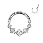 Piercing Ring Titanium Rhinestone Square White ( Ear, Daith , Septum)