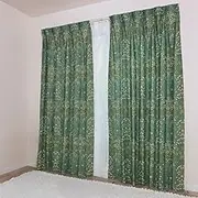 [Kaeylace] Flame-retardant Curtain Set of 4 (Thick 2 Pieces, 2 Lace) [Made in Japan] William Morris [Blackthorn Black Tone] Thick (Heat Insulation, Thermal Insulation, Grade 3 Light Blocking) + Mirror