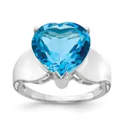 Sterling Silver Rhodium Blue Topaz Gemstone Birthstone Ring Fine Jewelry Gift for Her