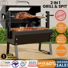 Spit Roaster Portable BBQ Grill Charcoal Smoker 2in1 Outdoor Cooking Electric AU