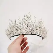 Handmade Princess Crystal Pearl Beaded Vine Wire Wedding Headdress Bridal Tiara