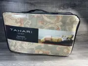 TAHARI KING Size Washed LINEN / COTTON Blend FLORAL Sheet Set