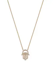 Bloomingdale's Fine Collection Diamond Hamsa Pendant Necklace in 14K Yellow Gold, 0.4 tcw