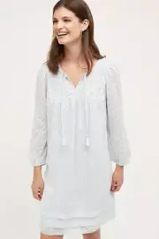 NIP $148 Anthropologie Carraroe Peasant Dress By One September, S, Sky Blue