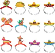 heqxwl 12 Pcs Mexican Sombrero Party Hats, Colorful Fiesta Headbands, Cinco De Mayo Paper Taco Hats, Bulk Headbands for Mexican Party Decorations, Party Favors & Props