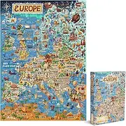 Jigsaw Puzzles for Adults 1000 Piece Map of Europe Puzzle - European Jigsaw 1000 Piece Jigsaw Puzzles for Adults and Kids - Geography Gifts by bopster