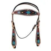 HILASON Western Horse Leather Headstall Set Tan