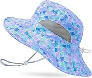 [ICOSY] Kids Sun Hat for Girls Mesh Bucket Hat Toddler Wide Brim Beach Hat Kids Foldable Fishing Hat for Girls 2-8 Years